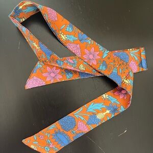 Floral Orange and Blue Scarf